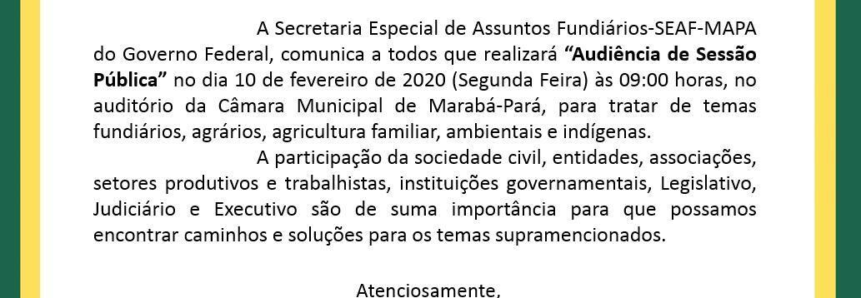 Proposta de regularização fundiária será debatida dia 10/02 em Marabá