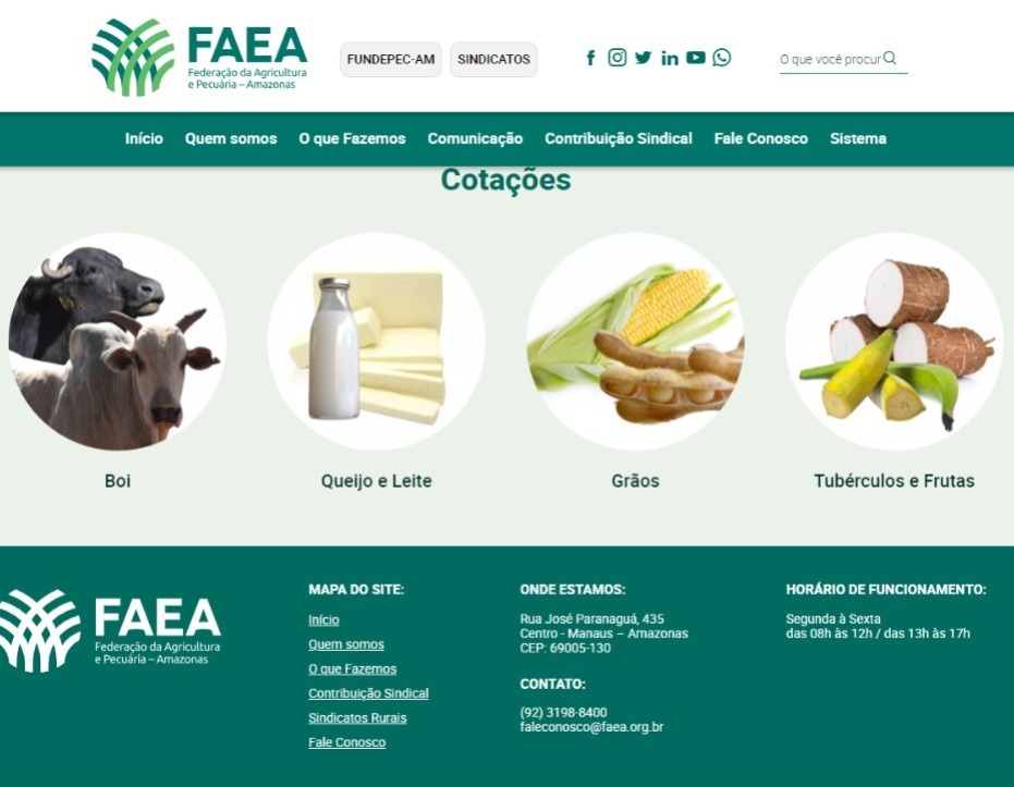 F​aea disponibiliza cotação semanal de produtos agropecuários do Amazonas