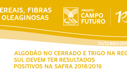 ALGODÃO NO CERRADO E TRIGO NA REGIÃO SUL DEVEM TER RESULTADOS POSITIVOS NA SAFRA 2018/2019