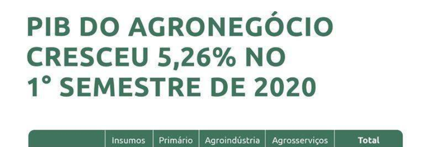 PIB do agronegócio cresce 5,26% no 1° semestre