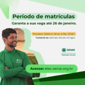 Senar abre período de matrícula para cursos técnicos do 1º semestre de 2026