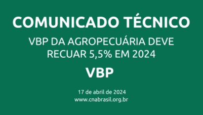 VBP DA AGROPECUÁRIA DEVE RECUAR 5,5% EM 2024
